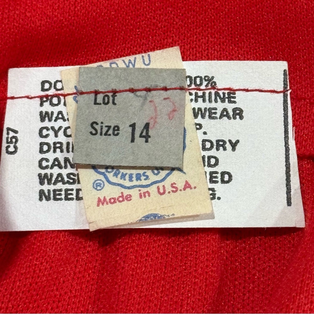 Vintage Red Long Sleeve Button Front Maxi Collared Dress 14 Made in USA Pinup - Picture 10 of 13